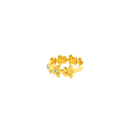 Gabriel and Co. 14k Yellow Gold 0.19ctw Swiss Blue Topaz Floral Stackable Ring — photo 8 of 12