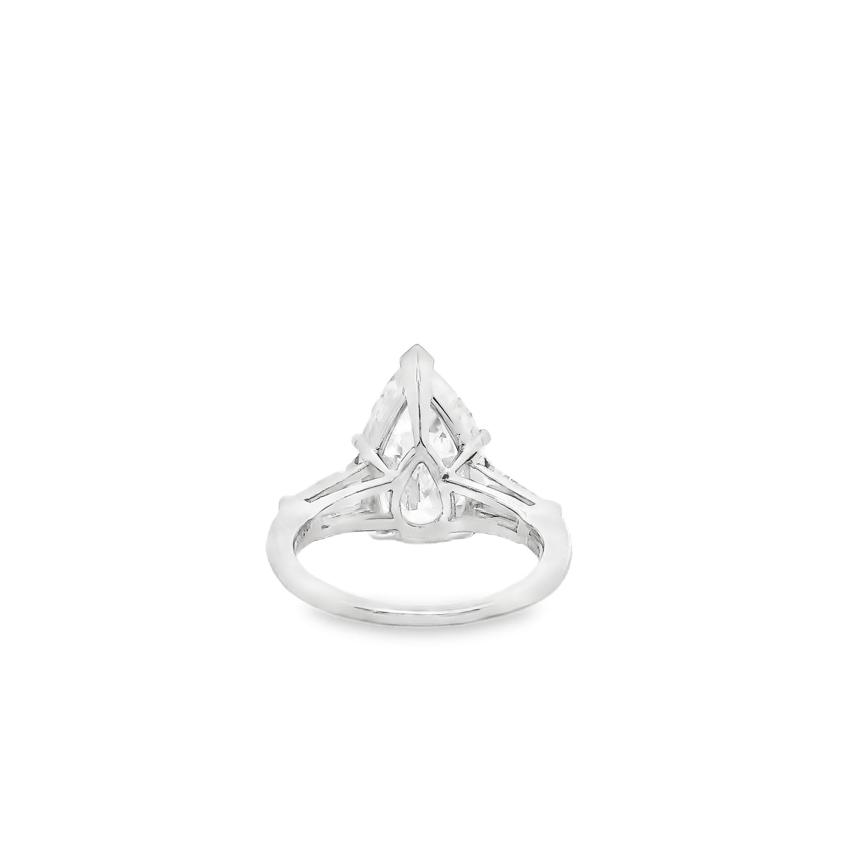 Platinum 4.69ct GIA Pear Cut Diamond Tapered Baguette Three-Stone Engagement Ring — photo 8 of 11