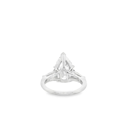 Platinum 4.69ct GIA Pear Cut Diamond Tapered Baguette Three-Stone Engagement Ring — photo 8 of 11