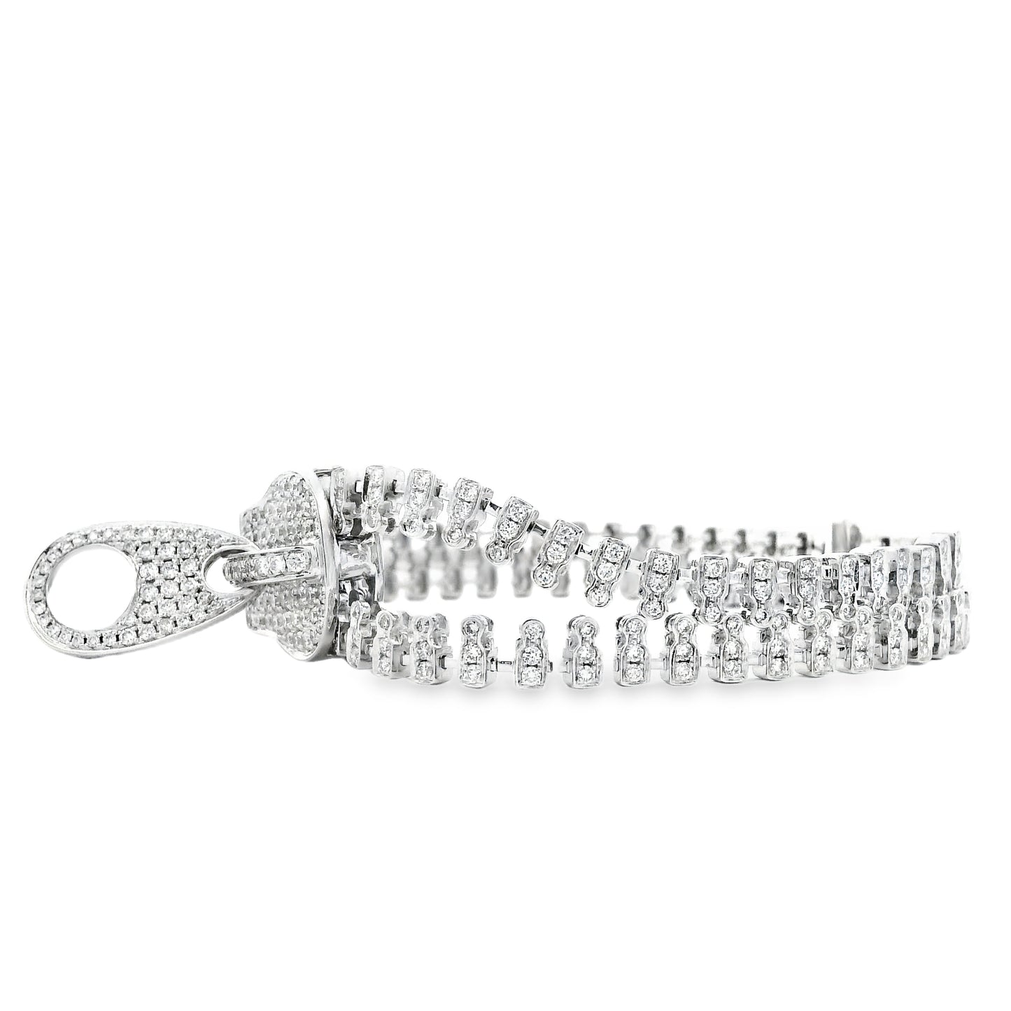 18k White Gold 4.01ctw Round Brilliant Diamond Zipper Bracelet — photo 8 of 14