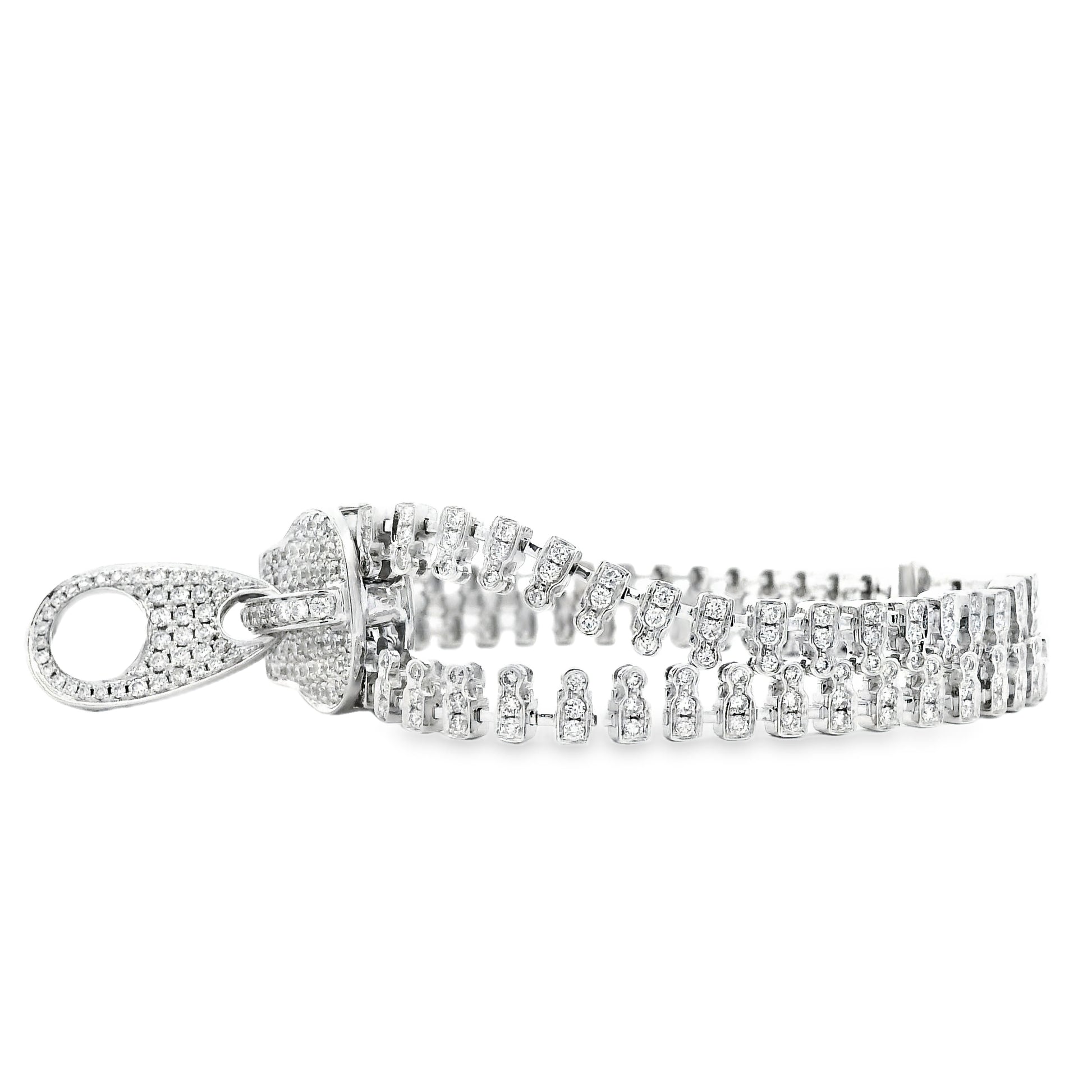 18k White Gold 4.01ctw Round Brilliant Diamond Zipper Bracelet — photo 8 of 14