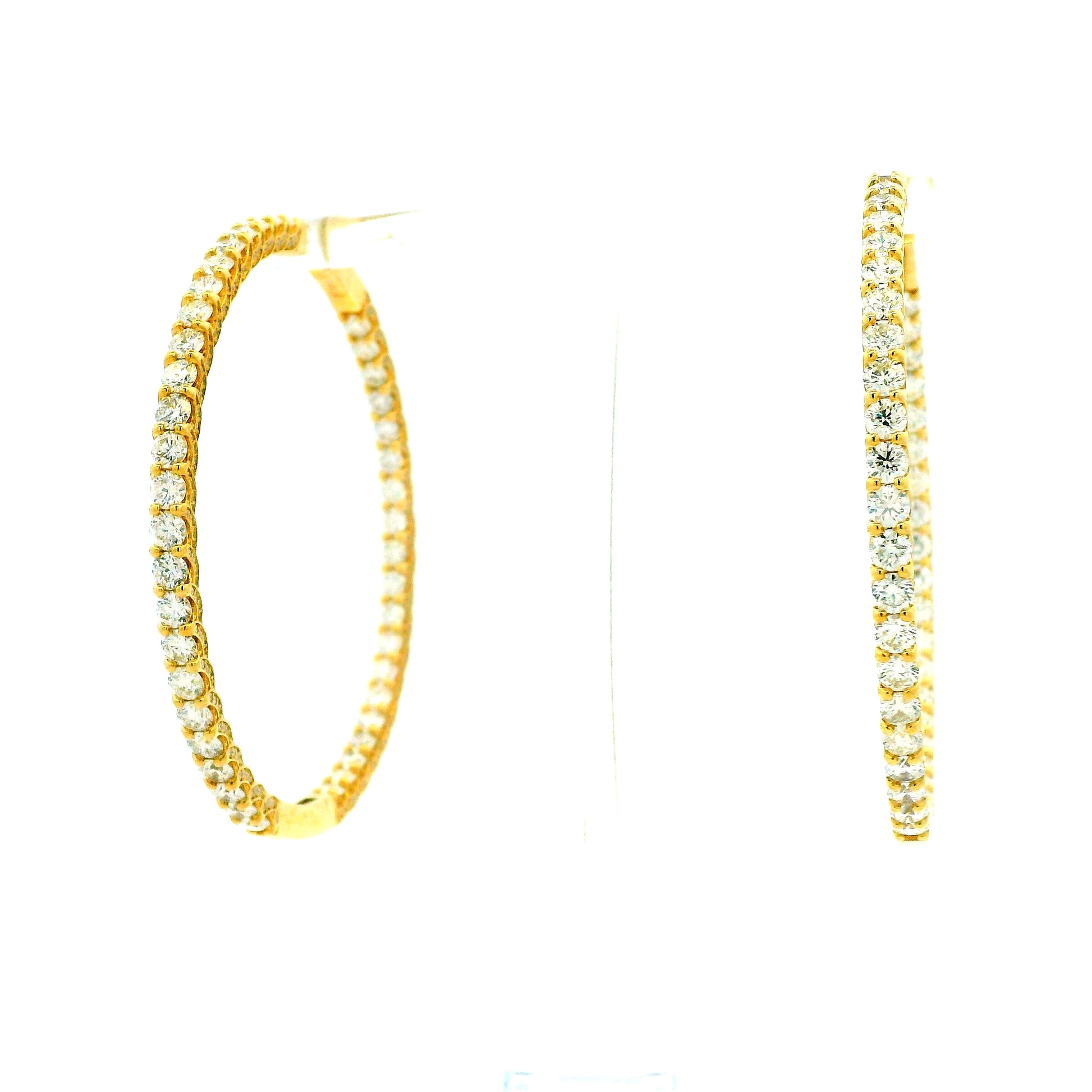 14k Yellow Gold 11.70ctw Round Diamond Inside Out Hoop Earrings — photo 8 of 9