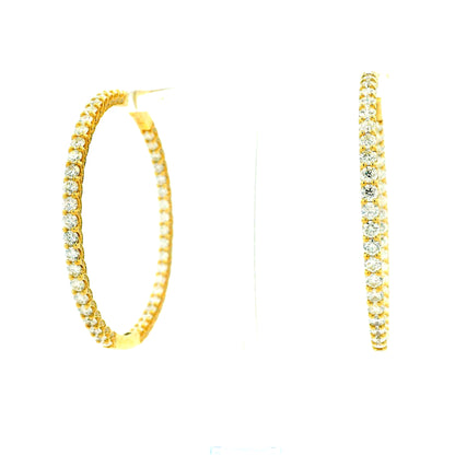 14k Yellow Gold 11.70ctw Round Diamond Inside Out Hoop Earrings — photo 8 of 9