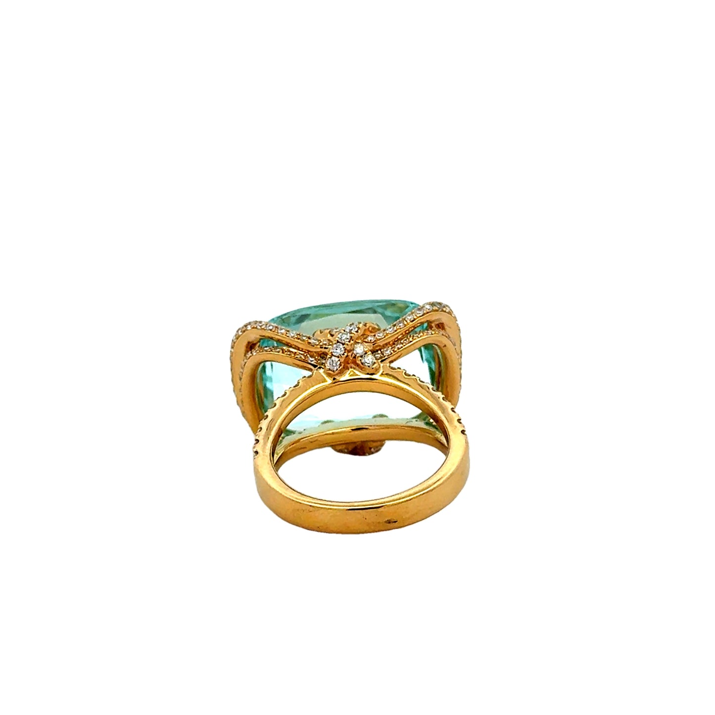 18k Yellow Gold 17.68ct Cushion Cut Aquamarine Halo Cocktail Ring — photo 8 of 10