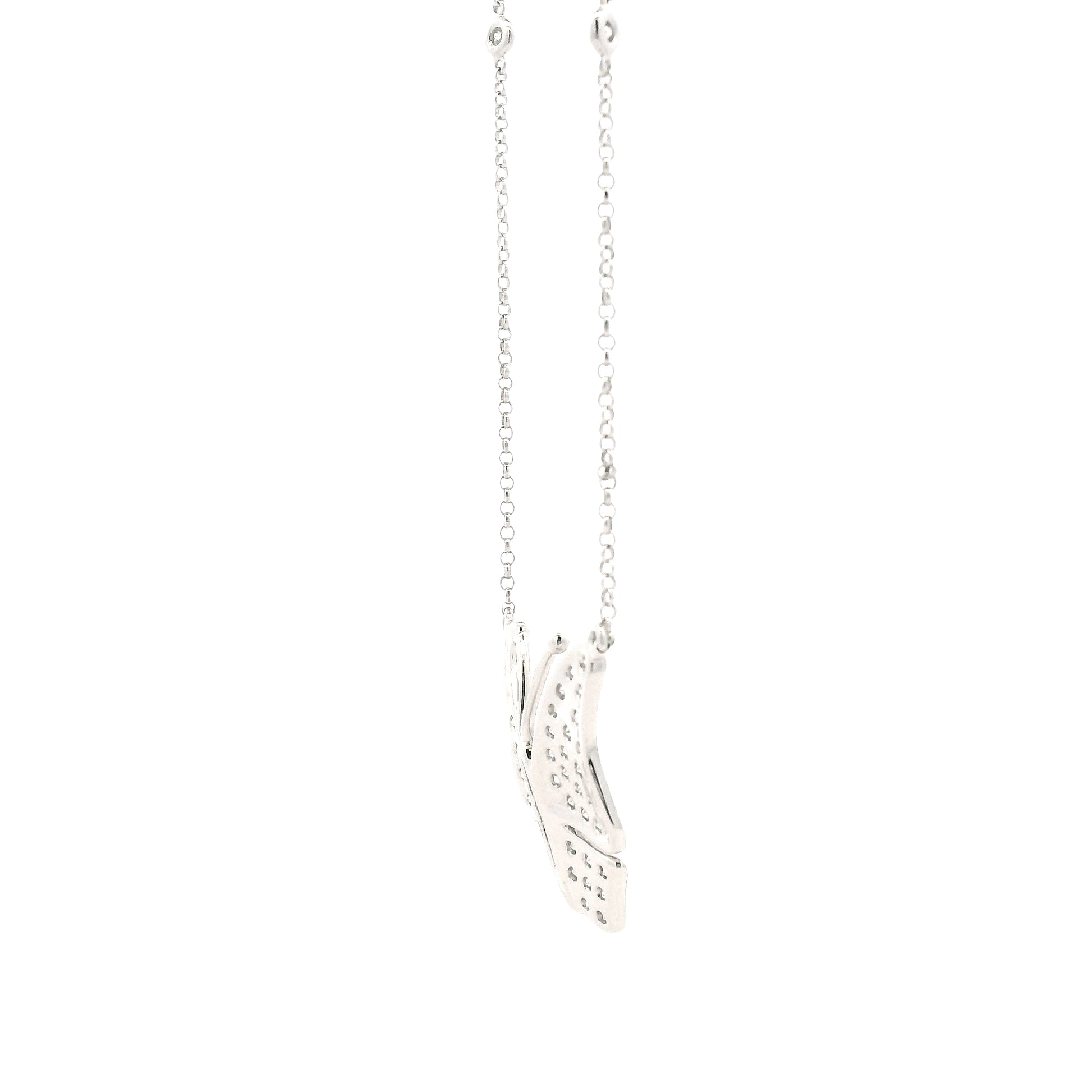 18k White Gold 1.04ctw Round Brilliant Diamond Butterfly Pendant Necklace — photo 8 of 9