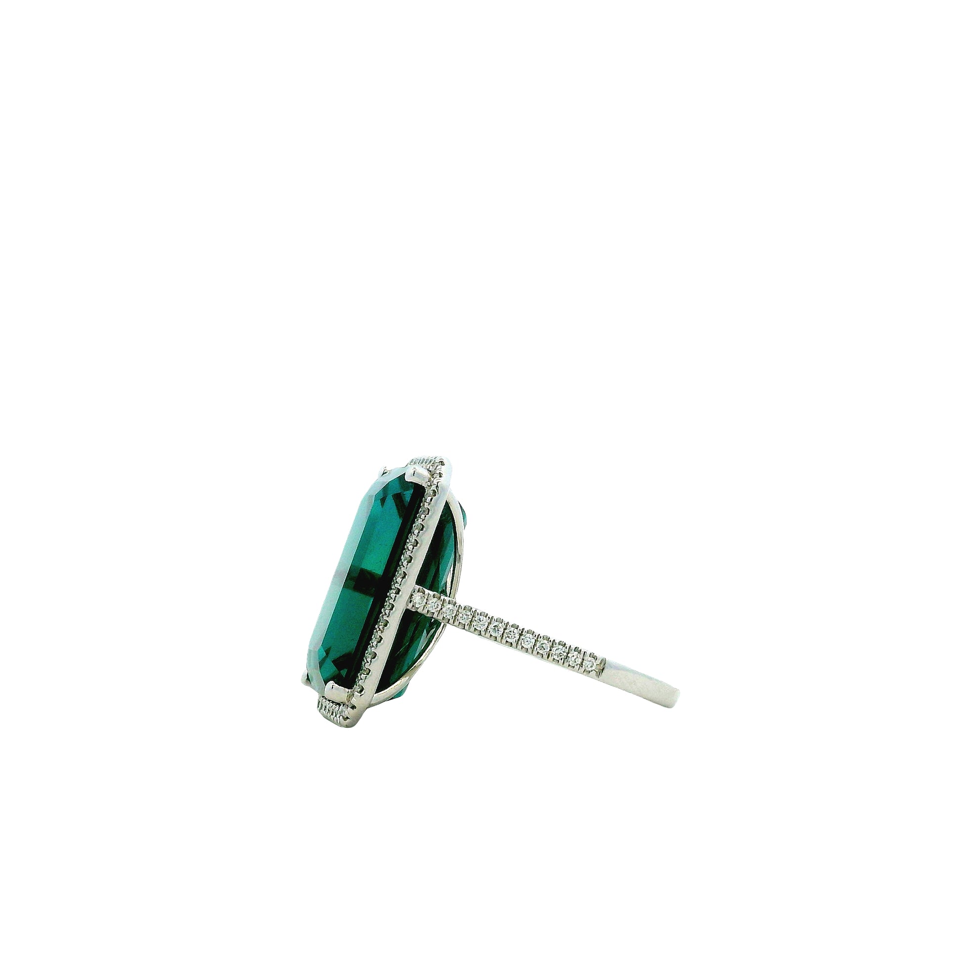 14k White Gold Blue Tourmaline and 0.34ctw Diamond Halo Ring — photo 8 of 10