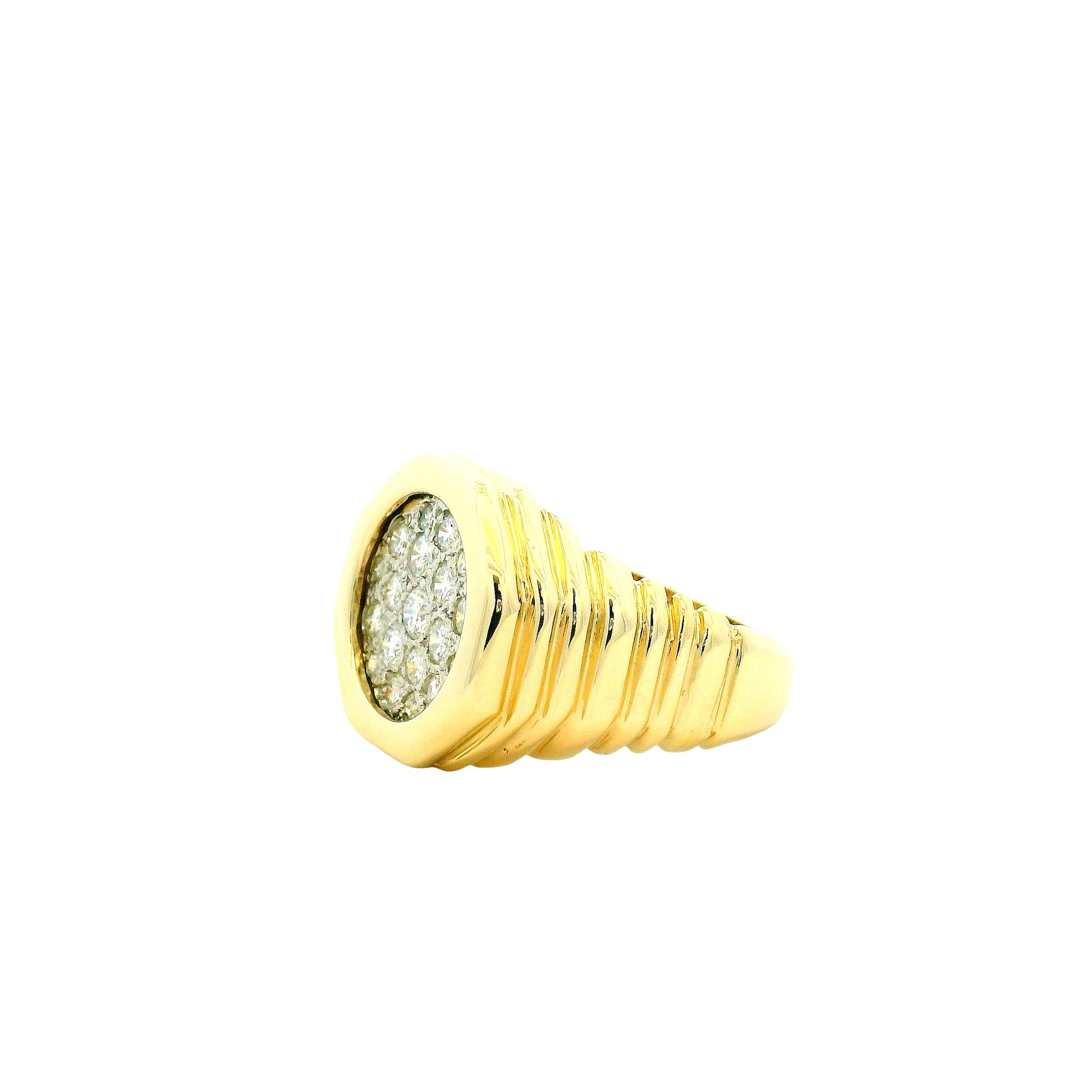14k Yellow Gold 1.8ctw Round Diamond Pavé Cluster Cocktail Ring — photo 8 of 11