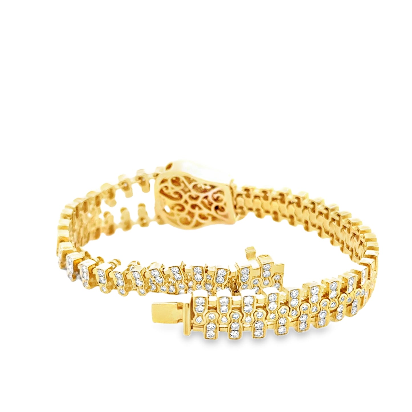 18k Yellow Gold 4.19ctw Round Brilliant Diamond Zipper Bracelet — photo 8 of 8