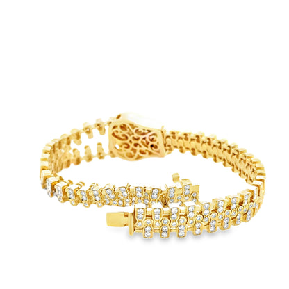 18k Yellow Gold 4.19ctw Round Brilliant Diamond Zipper Bracelet — photo 8 of 8