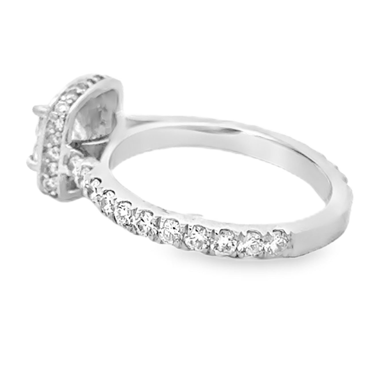 18k White Gold 0.72ct Princess Cut Diamond Halo Engagement Ring — photo 8 of 13