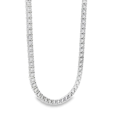 14k White Gold 14.05ctw Round Brilliant Diamond Tennis Necklace 16"-18" — photo 8 of 15