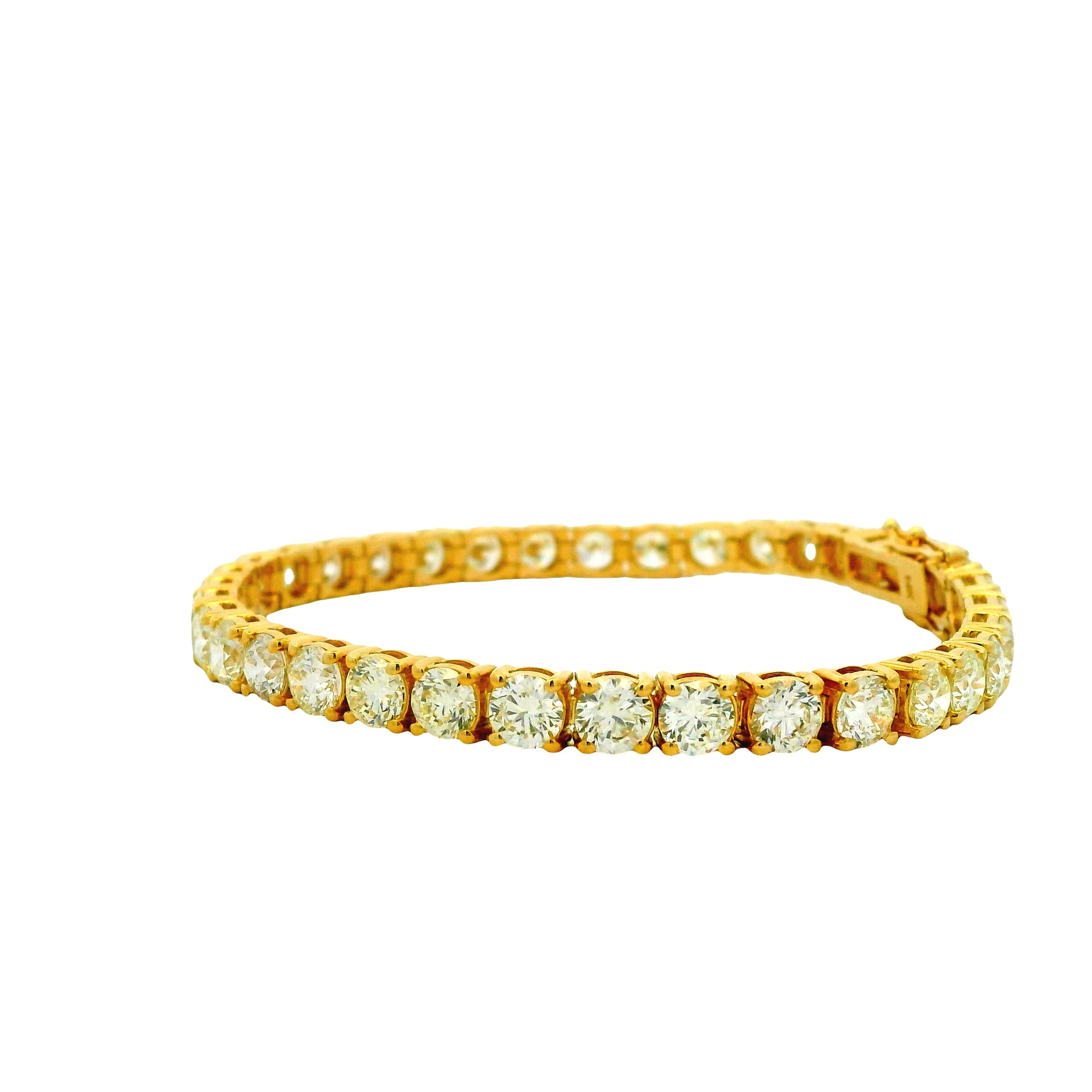 14k Yellow Gold 14.20ctw Natural Round Brilliant Diamond Tennis Bracelet — photo 8 of 10