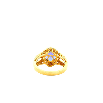 14k Yellow Gold 3.75ct Cushion Cut Tanzanite Halo Cocktail Ring — photo 8 of 12