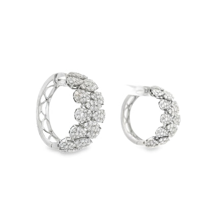 18k White Gold 5.97ctw Round Brilliant Diamond Cluster Pavé Hoop Earrings — photo 8 of 8