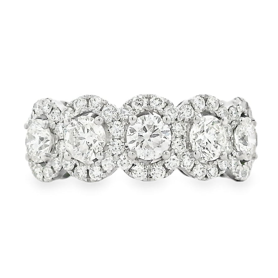 14k White Gold 2.09ctw Round Brilliant Diamond Triple Halo Cluster Cocktail Ring — photo 8 of 8