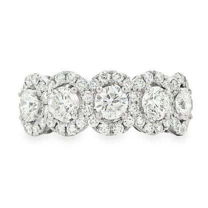 14k White Gold 2.09ctw Round Brilliant Diamond Triple Halo Cluster Cocktail Ring — photo 8 of 8