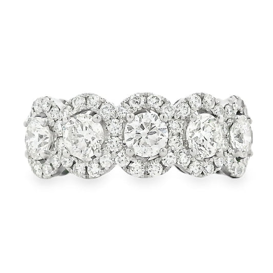 14k White Gold 2.09ctw Round Brilliant Diamond Triple Halo Cluster Cocktail Ring — photo 8 of 8