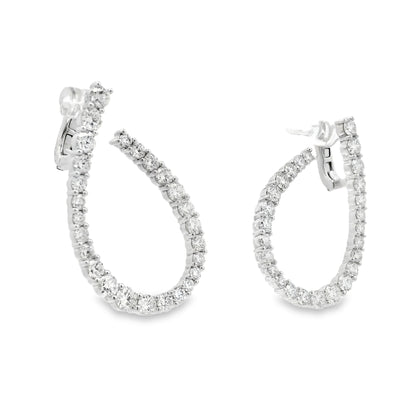 18k White Gold 6.14ctw Round Brilliant Diamond Hoop Earrings — photo 8 of 9
