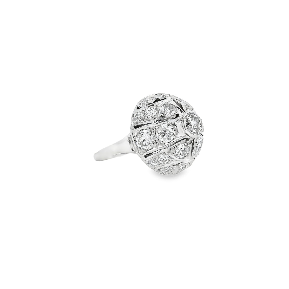 14k White Gold Approx 2ctw Round Brilliant Diamond Cluster Cocktail Ring — photo 8 of 8