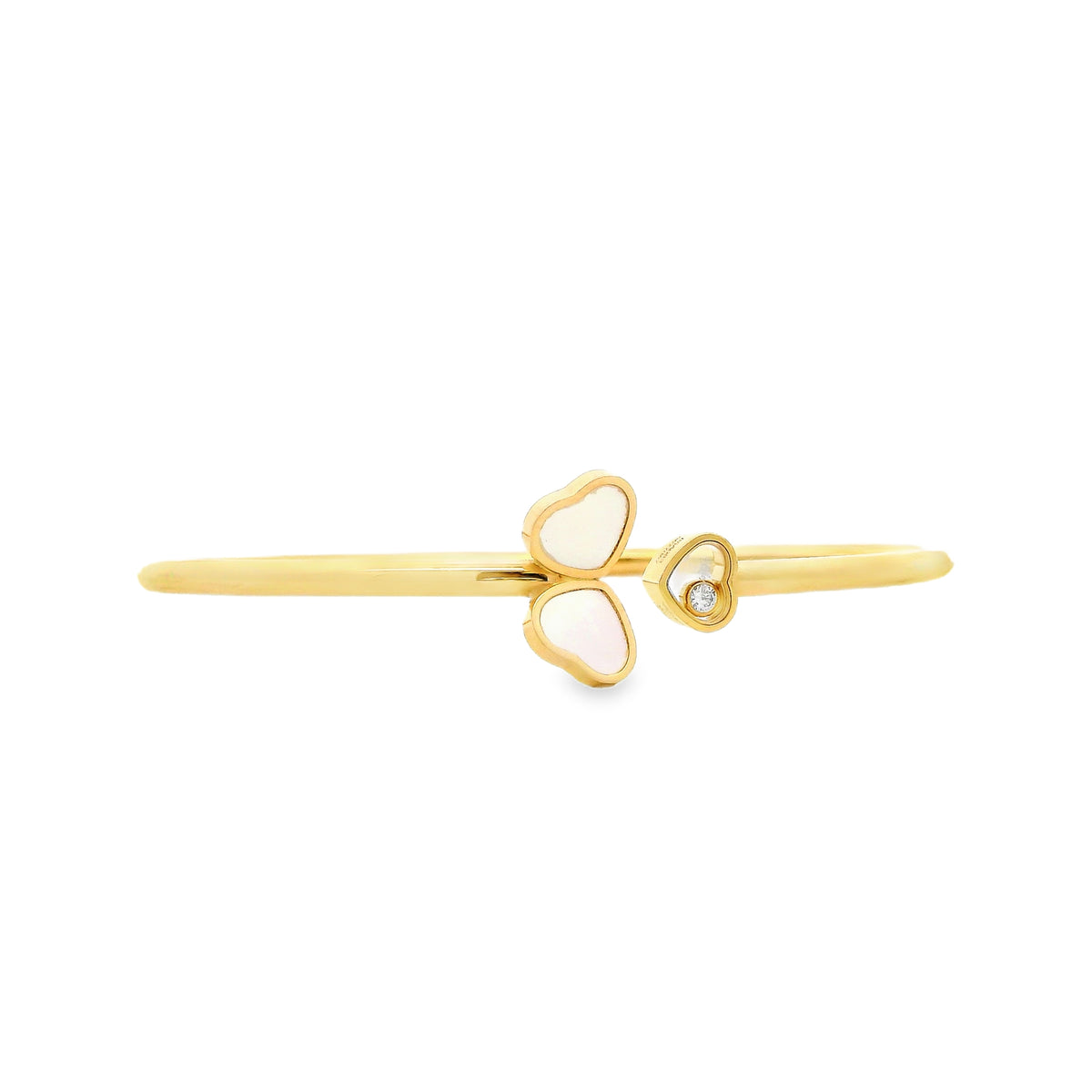 Chopard Happy Hearts 18k Yellow Gold Mother of Pearl Bangle Bracelet — photo 8 of 8