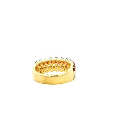 14k Yellow Gold 1.51ct Oval Diamond and 2.10ctw Ruby Two Row Cocktail Ring — photo 8 of 11
