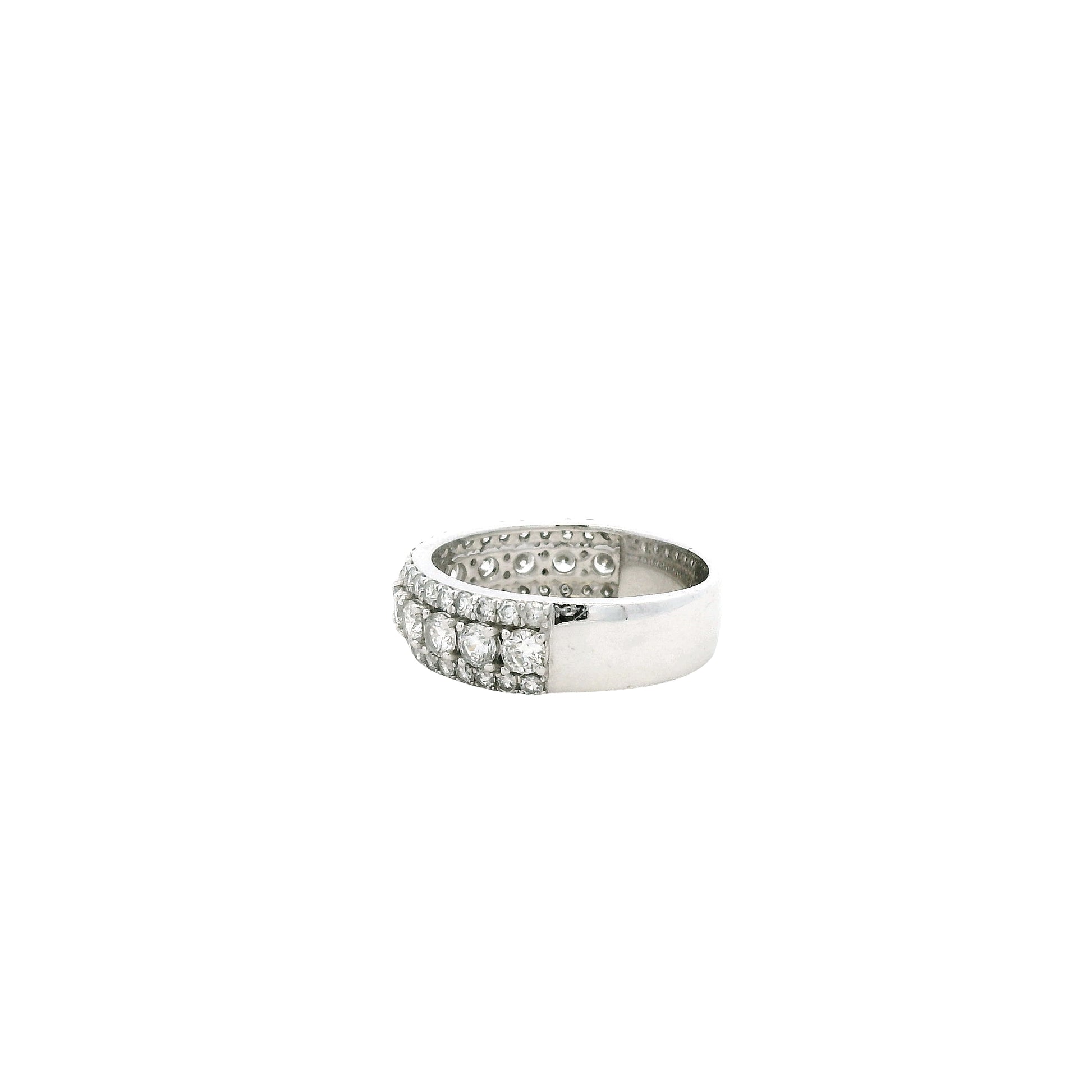 14k White Gold 1.79ctw Round Brilliant Lab Diamond Three-Row Halfway Band Ring — photo 8 of 12