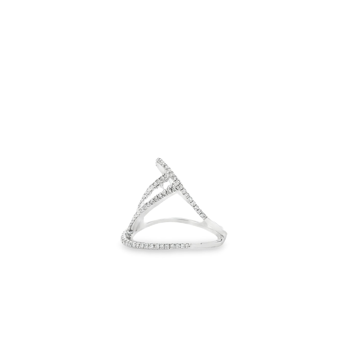 14k White Gold 0.90ctw Baguette and Round Brilliant Diamond Bypass Ring — photo 8 of 10