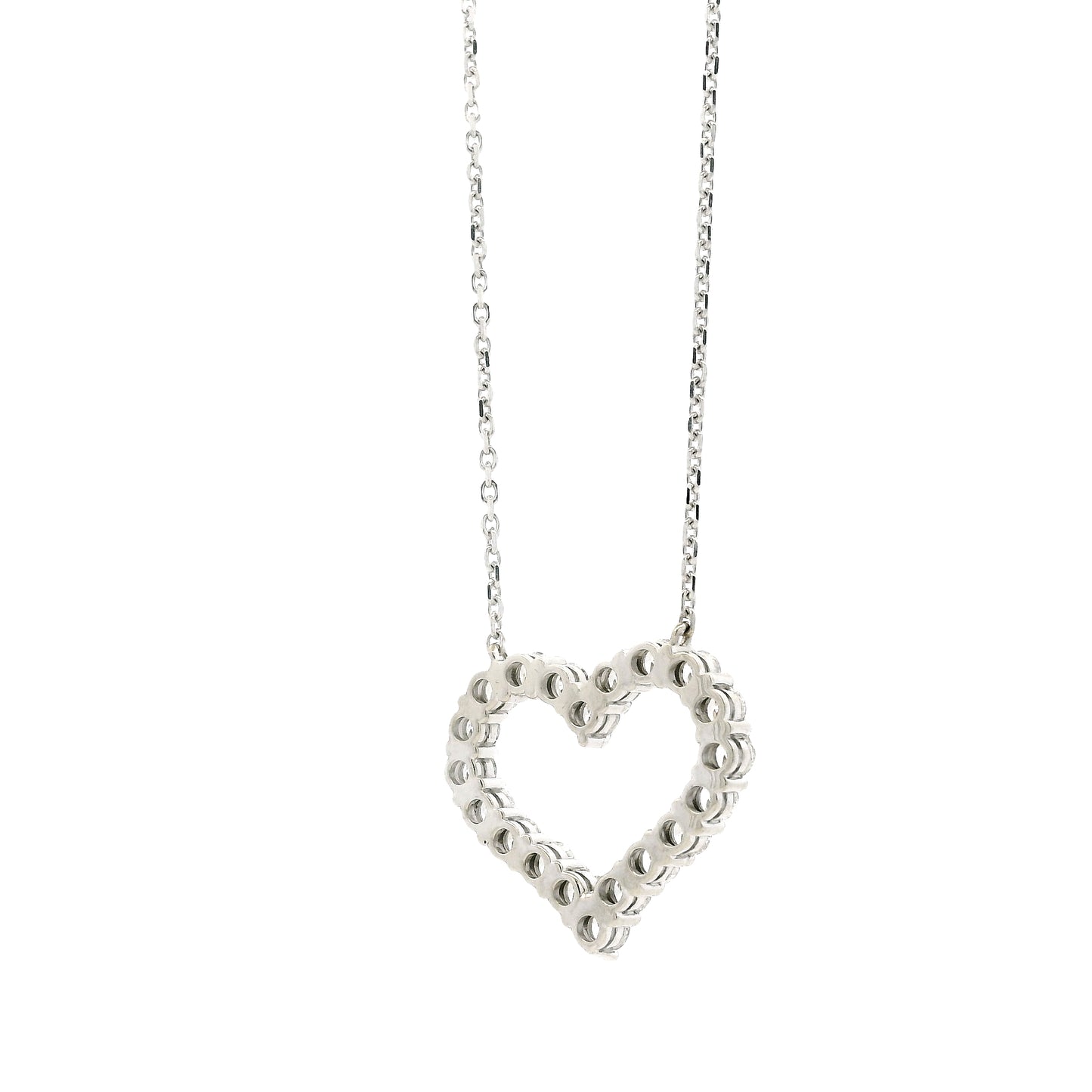 14k White Gold 2.00ctw Round Brilliant Diamond Pavé Heart Pendant Necklace — photo 8 of 12