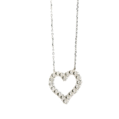 14k White Gold 2.00ctw Round Brilliant Diamond Pavé Heart Pendant Necklace — photo 8 of 12