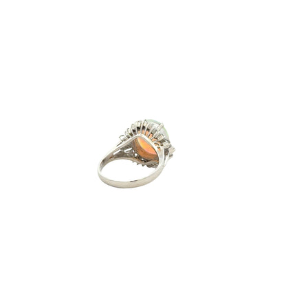 Platinum Opal and Diamond Halo Ring — photo 8 of 11