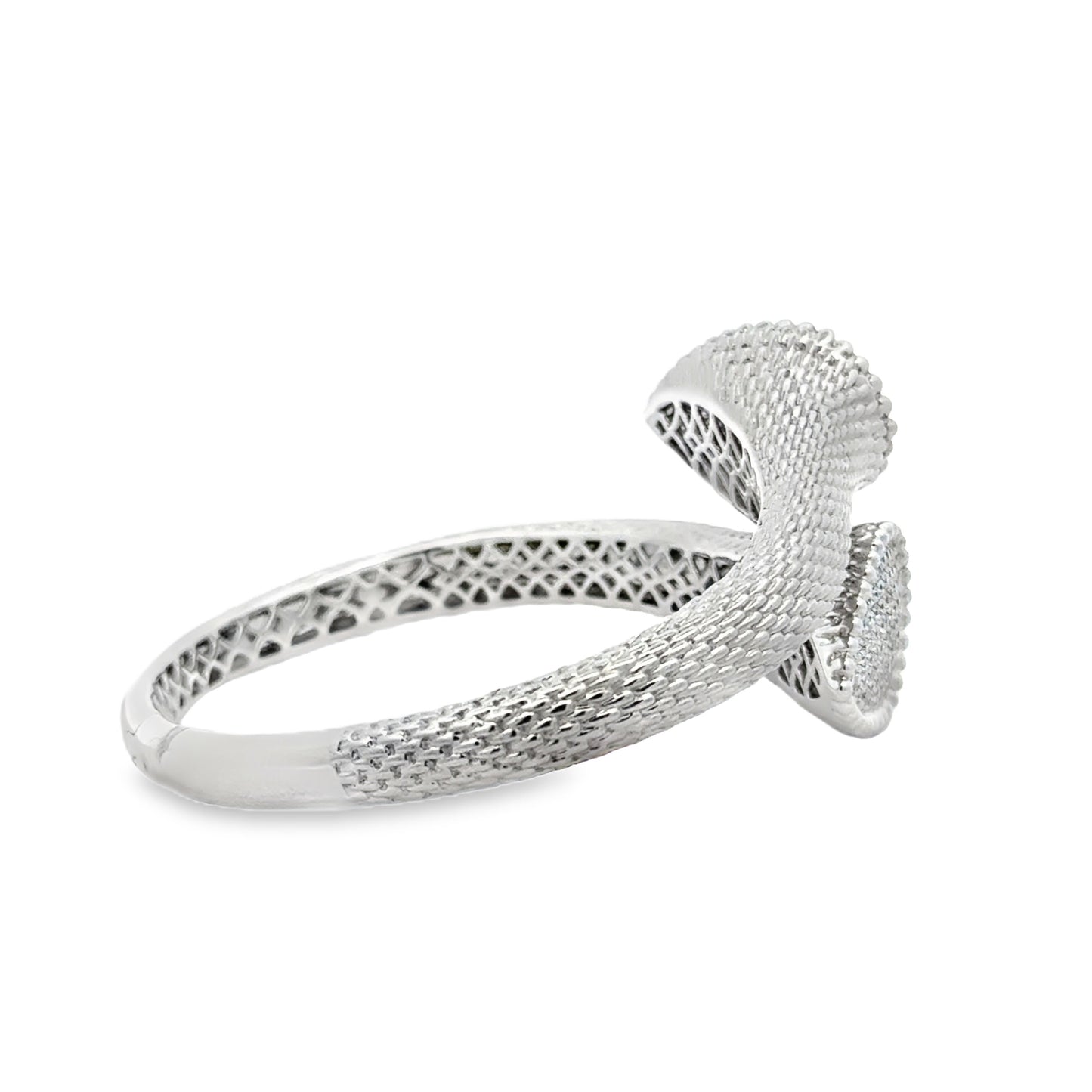 18k White Gold 2.17ctw Round Brilliant Diamond Pavé Bangle Bracelet — photo 8 of 9