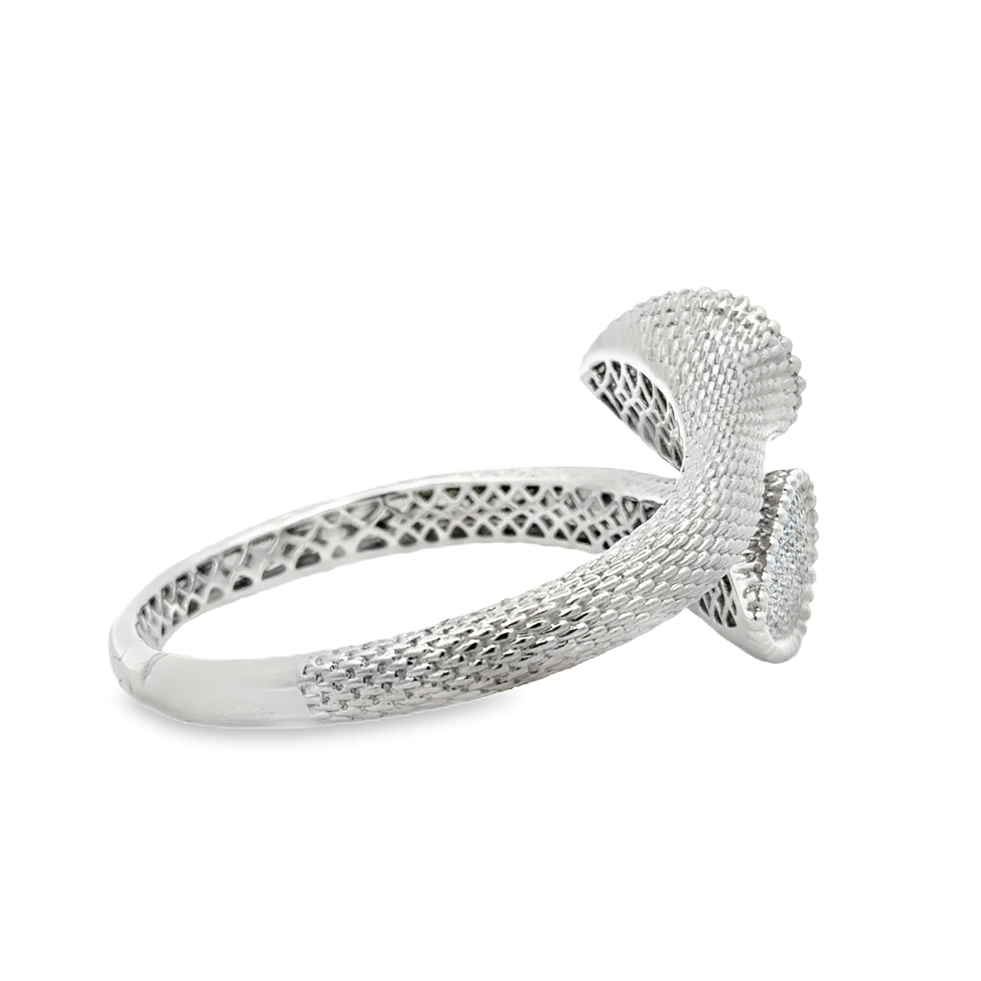 18k White Gold 2.17ctw Round Brilliant Diamond Pavé Bangle Bracelet — photo 8 of 9