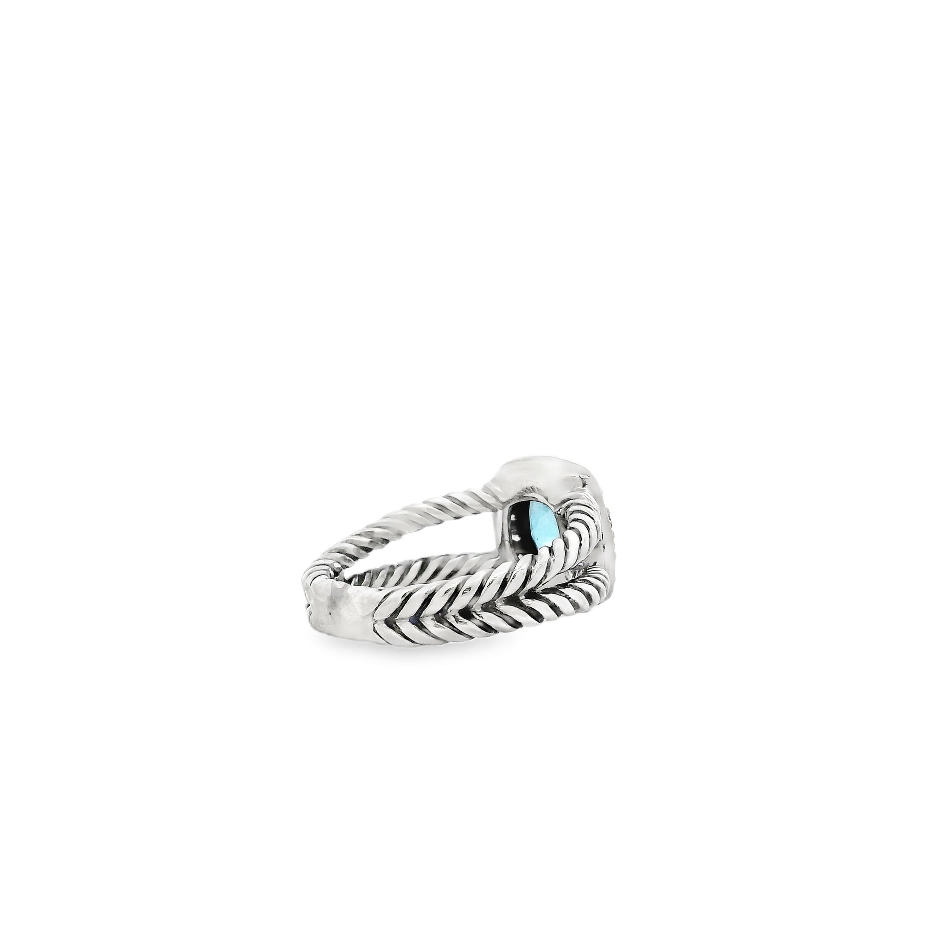 David Yurman Petite Albion Sterling Silver Blue Topaz and Diamond Ring — photo 8 of 11