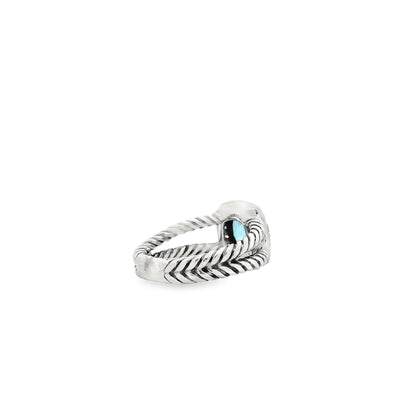 David Yurman Petite Albion Sterling Silver Blue Topaz and Diamond Ring — photo 8 of 11
