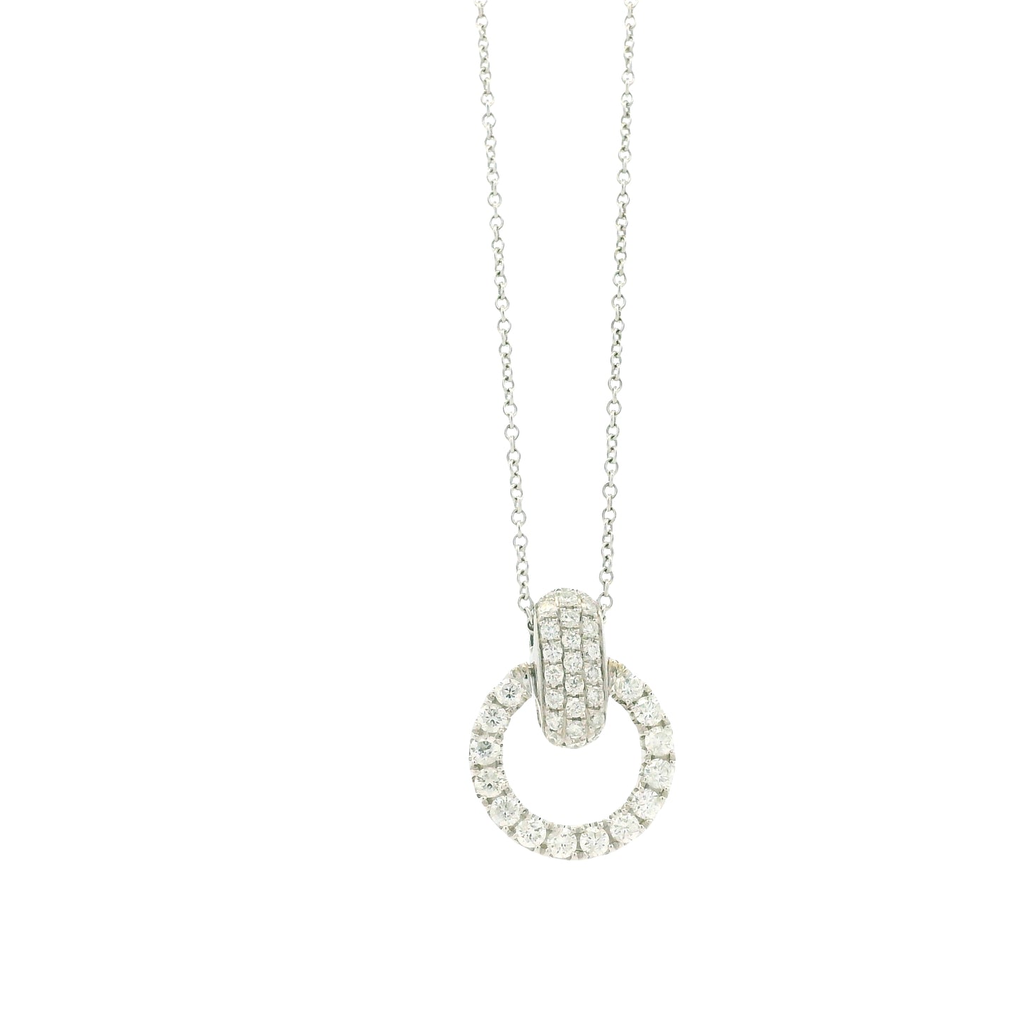 18k White Gold 1.41ctw Round Brilliant Diamond Pavé Circle Pendant Necklace — photo 8 of 10