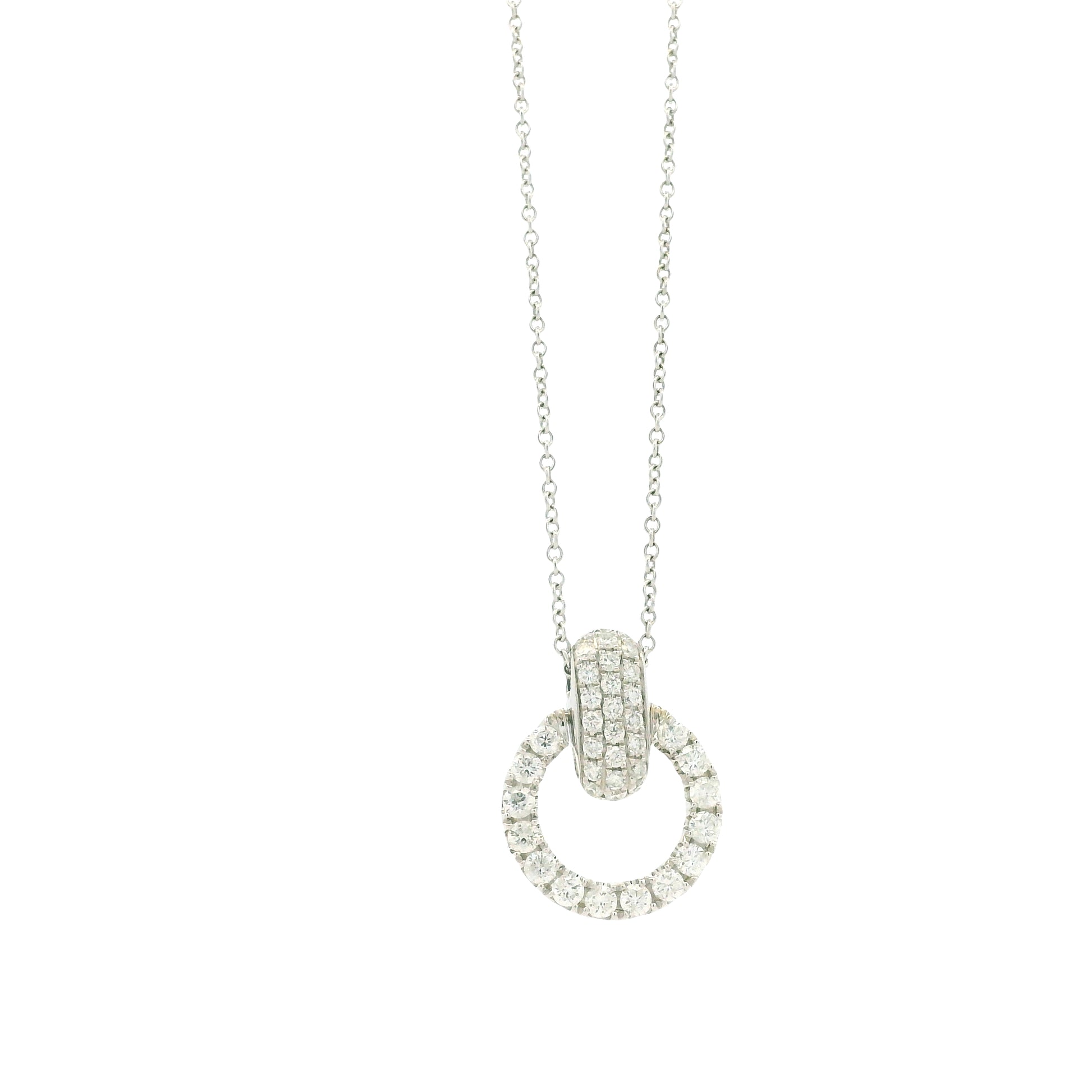 18k White Gold 1.41ctw Round Brilliant Diamond Pavé Circle Pendant Necklace — photo 8 of 10