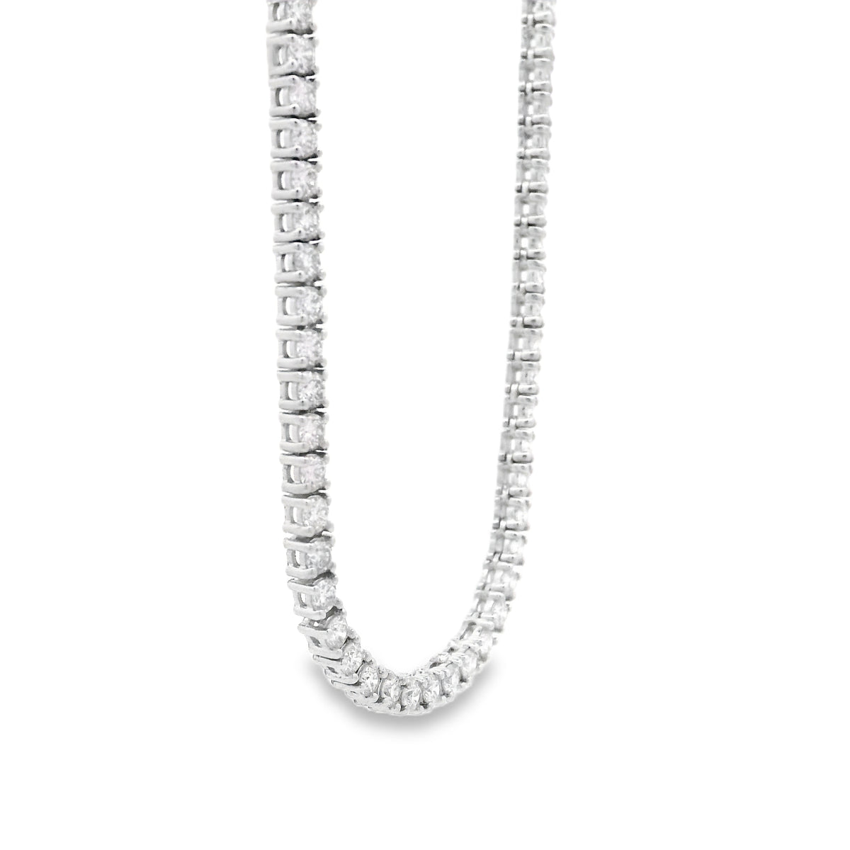 14k White Gold 4.90ctw Round Brilliant Diamond 4-Prong Tennis Necklace 16" — photo 8 of 16