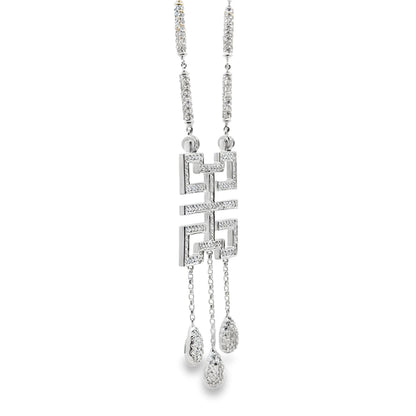 18k White Gold 3.50ctw Pavé Diamond Greek Key Pendant Necklace — photo 8 of 8