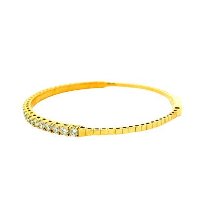 14k Yellow Gold 5.80ctw Round Brilliant Diamond Halfway Bangle Bracelet — photo 8 of 13