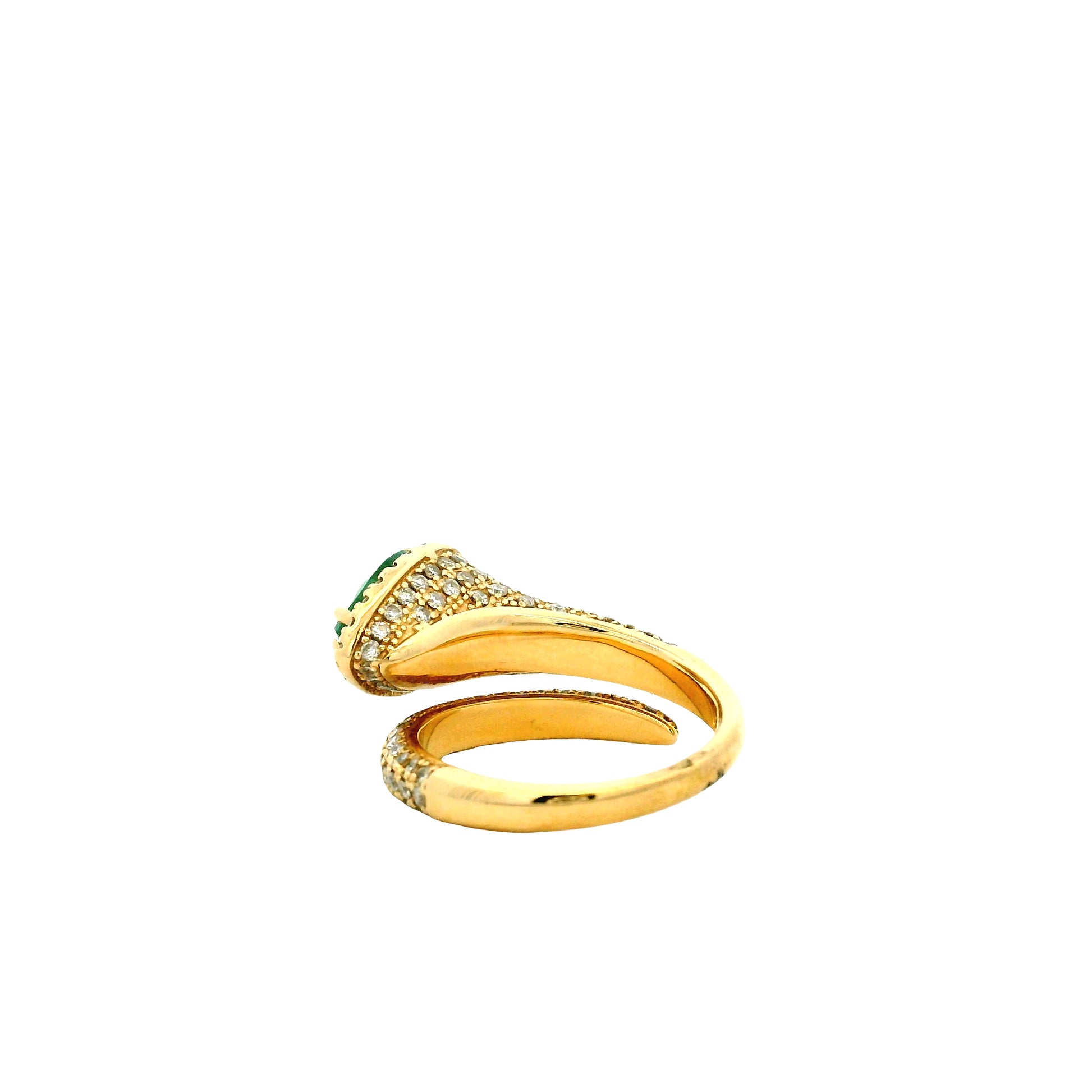 14k Yellow Gold 1.23ct Pear Cut Natural Emerald and 1.15ctw Diamond Halo Pavé Crossover Ring — photo 8 of 15