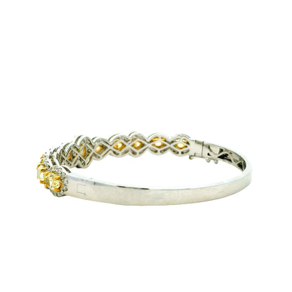 18k Two-Tone Gold 6.37ctw Multi-Shape Natural Yellow & White Diamond Bangle Bracelet — photo 8 of 11