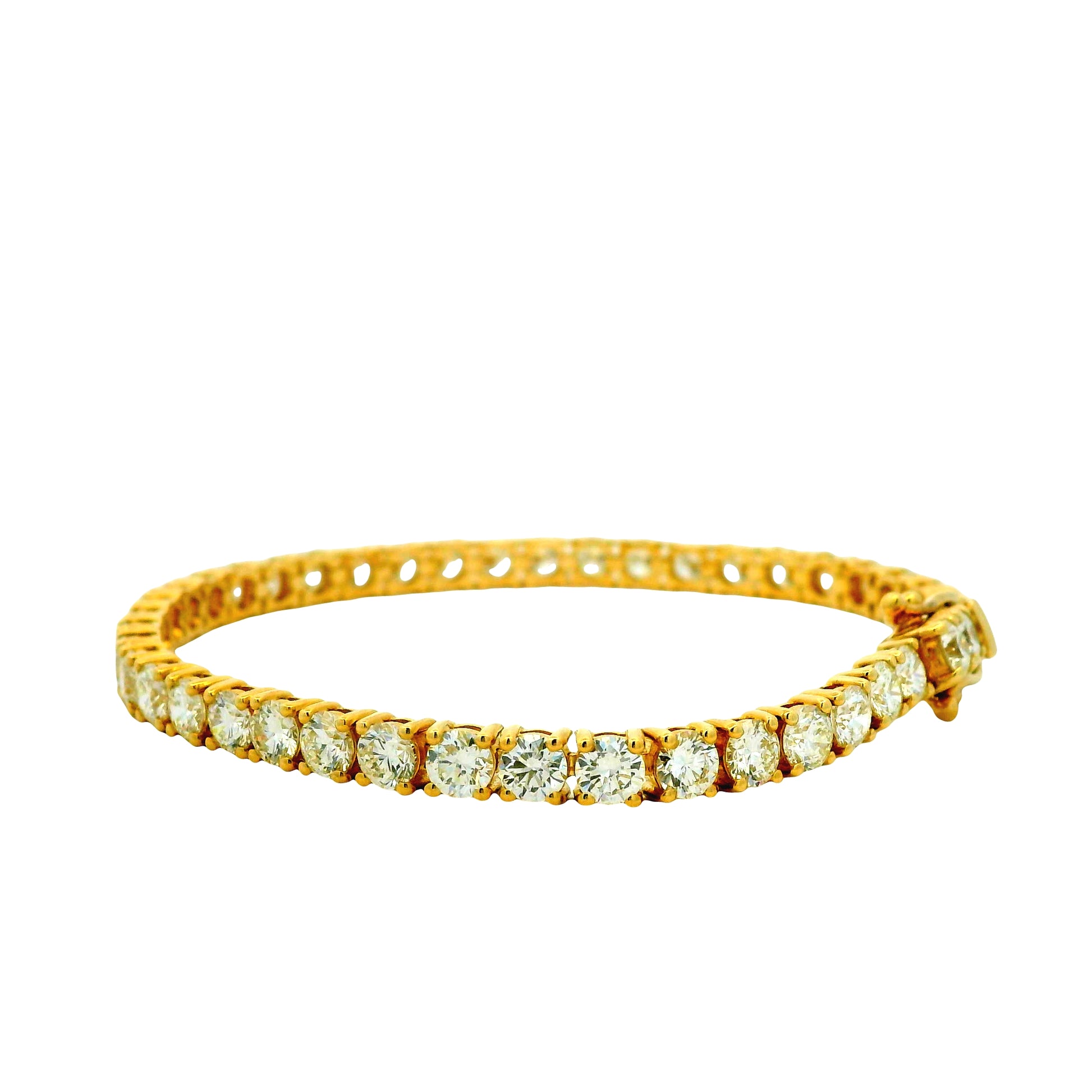 14k Yellow Gold 9.70ctw Round Brilliant Natural Diamond Tennis Bracelet — photo 8 of 12