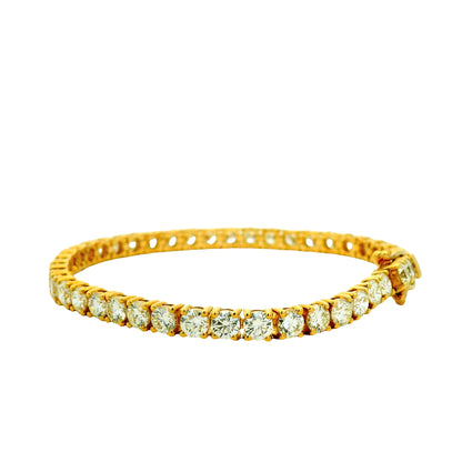 14k Yellow Gold 9.70ctw Round Brilliant Natural Diamond Tennis Bracelet — photo 8 of 12