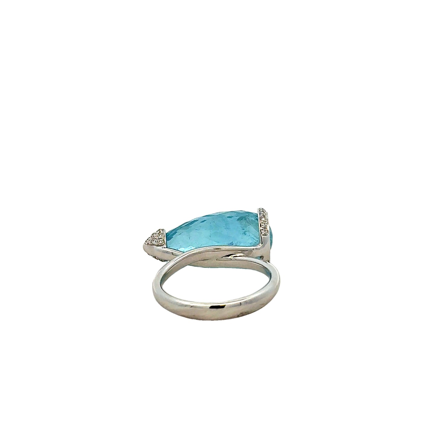 18k White Gold GIA Certified 12.66ct Aquamarine and 0.24ctw Diamond Ring — photo 8 of 11