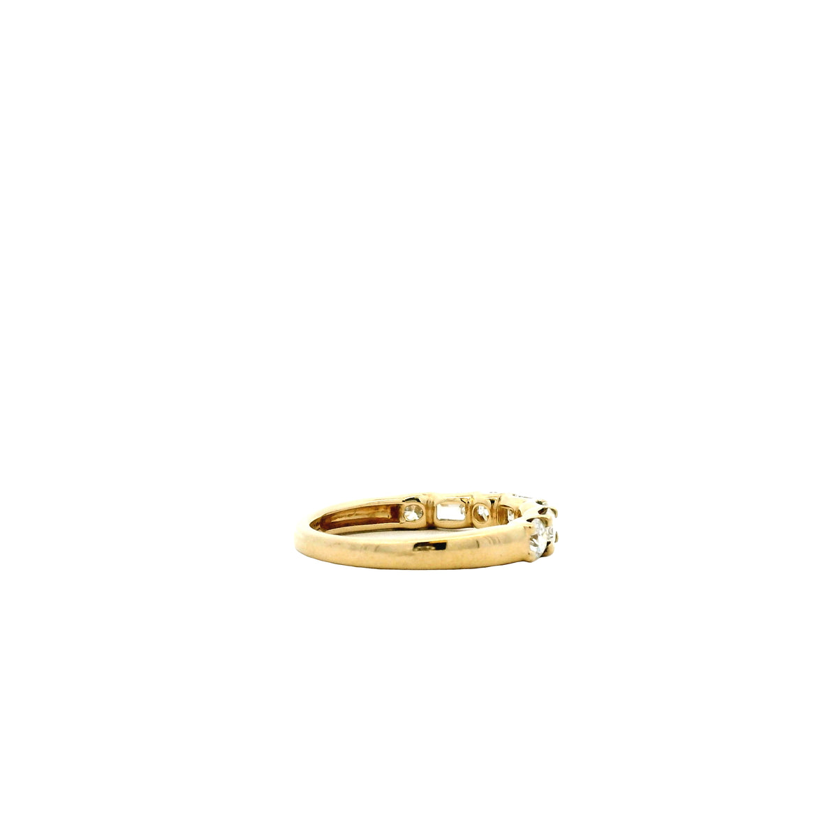 14k Yellow Gold 0.80ct Emerald Cut and 0.50ctw Round Brilliant Diamond Halfway Band Ring — photo 8 of 10