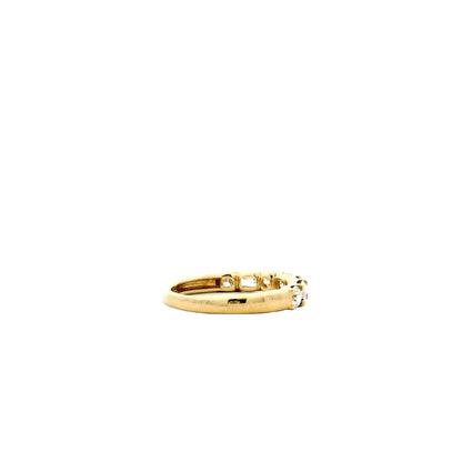 14k Yellow Gold 0.80ct Emerald Cut and 0.50ctw Round Brilliant Diamond Halfway Band Ring — photo 8 of 10