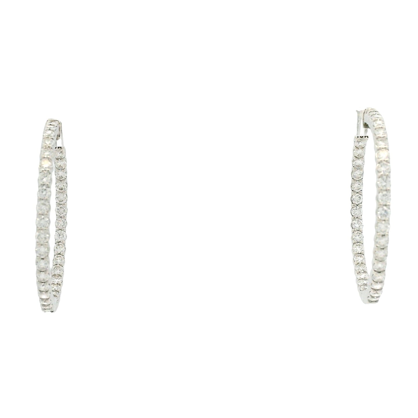 18k White Gold 4.00ctw Round Brilliant Natural Diamond Inside-Out Hoop Earrings — photo 8 of 8