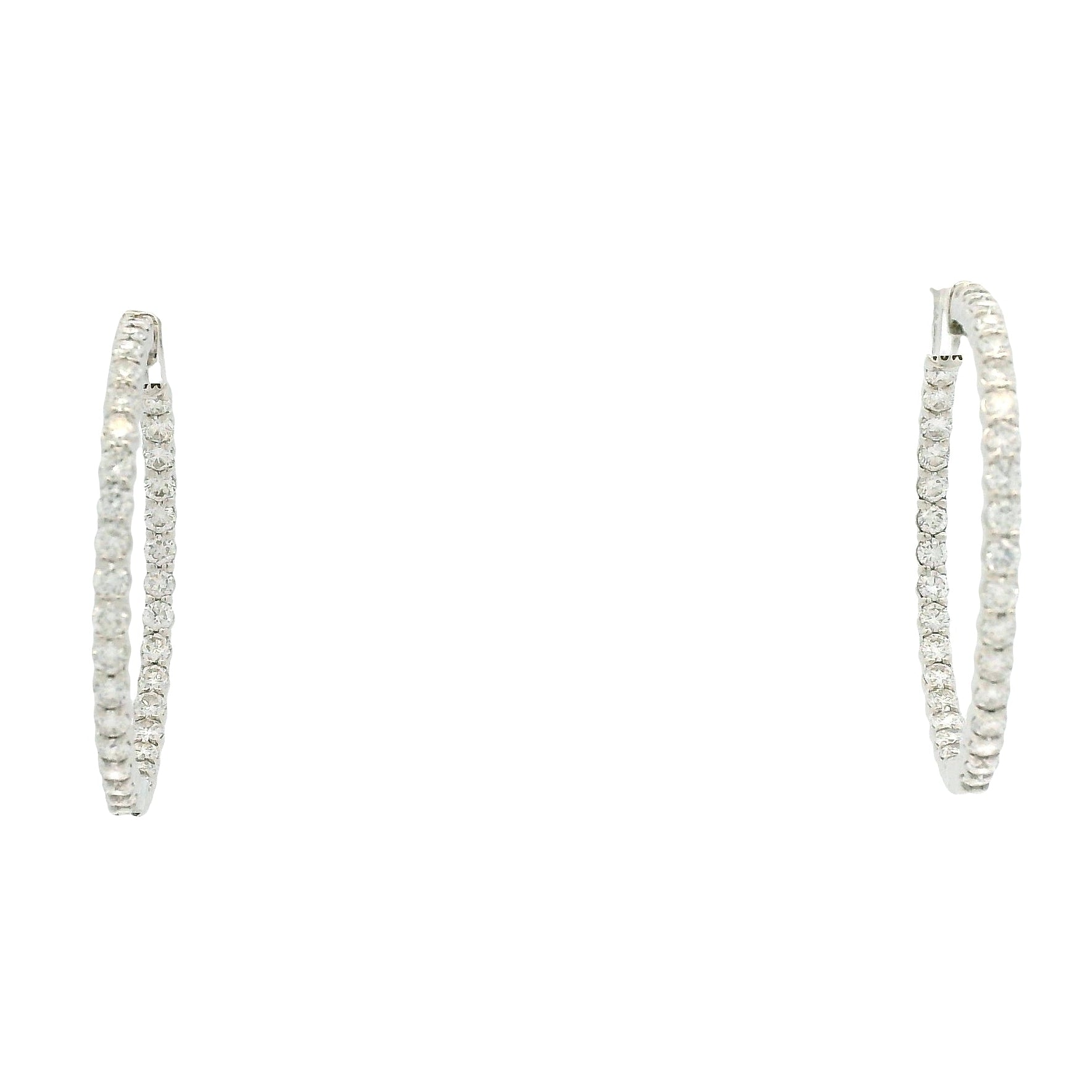 18k White Gold 4.00ctw Round Brilliant Natural Diamond Inside-Out Hoop Earrings — photo 8 of 8