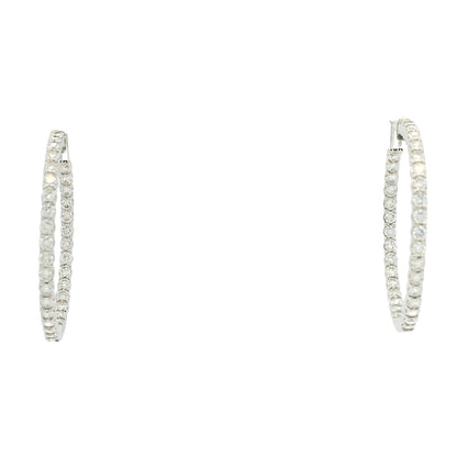 18k White Gold 4.00ctw Round Brilliant Natural Diamond Inside-Out Hoop Earrings — photo 8 of 8
