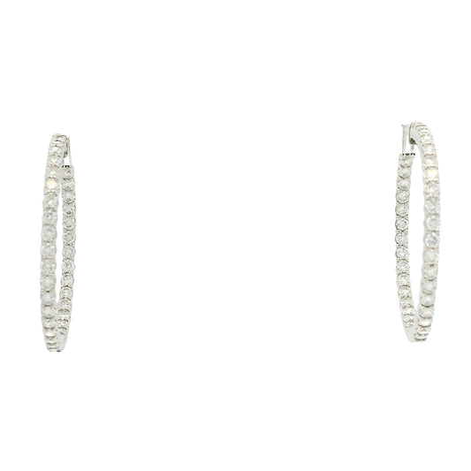 18k White Gold 4.00ctw Round Brilliant Natural Diamond Inside-Out Hoop Earrings — photo 8 of 8